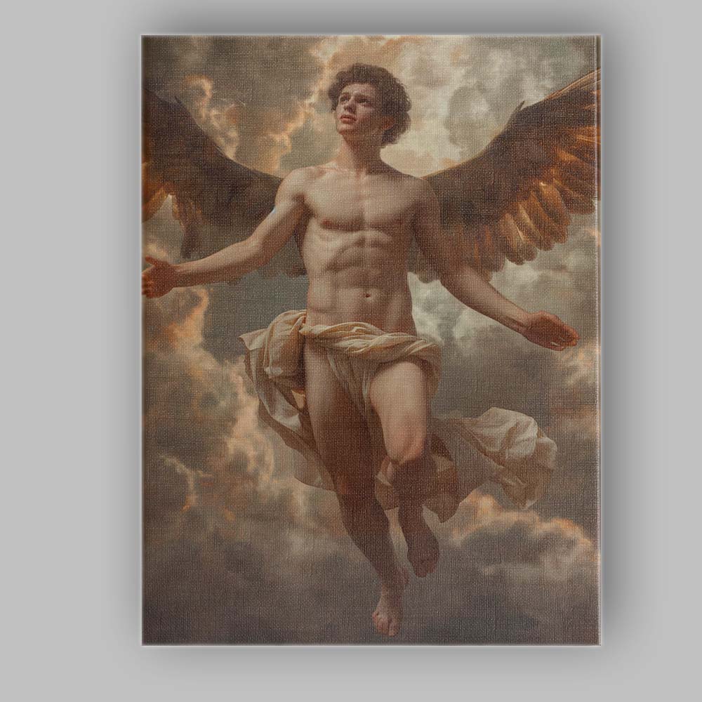 Heavenly Winged Angel Figure Dramatic Cloudscape Classical Fantasy Canvas Wall Art Print Decor Picture Ready to Hang