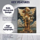 Majestic Archangel Statue Classical Fantasy Celestial Sculpture Artwork Canvas Wall Art Print Decor Picture Ready to Hang