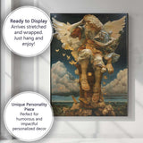Majestic Archangel Statue Classical Fantasy Celestial Sculpture Artwork Canvas Wall Art Print Decor Picture Ready to Hang