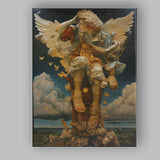 Majestic Archangel Statue Classical Fantasy Celestial Sculpture Artwork Canvas Wall Art Print Decor Picture Ready to Hang