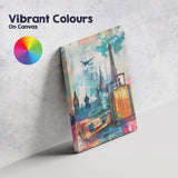 Colourful European Travel Landmarks Suitcase Collage Canvas Wall Art Print Decor Picture Ready to Hang