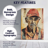 Elderly Labourer Portrait Rustic Watercolour Character Art Canvas Wall Art Print Decor Picture Ready to Hang