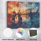 Airport Departure Lounge Traveller Silhouette Sunset Travel Canvas Wall Art Print Decor Picture Ready to Hang