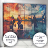 Airport Departure Lounge Traveller Silhouette Sunset Travel Canvas Wall Art Print Decor Picture Ready to Hang