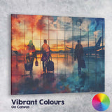 Airport Departure Lounge Traveller Silhouette Sunset Travel Canvas Wall Art Print Decor Picture Ready to Hang