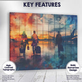 Airport Departure Lounge Traveller Silhouette Sunset Travel Canvas Wall Art Print Decor Picture Ready to Hang