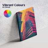 Modern Glass Skyscraper City Architecture Neon Pop Art Canvas Wall Art Print Decor Picture Ready to Hang