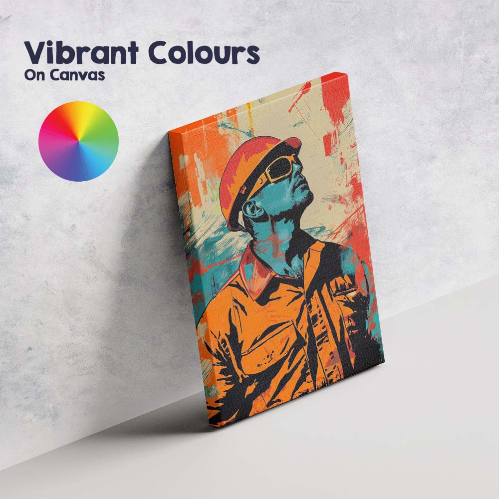 Industrial Worker Safety Helmet And Sunglasses Urban Pop Art Portrait Canvas Wall Art Print Decor Picture Ready to Hang