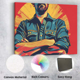 Confident Tradesman Folded Arms Graphic Pop Art Portrait Canvas Wall Art Print Decor Picture Ready to Hang