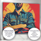 Confident Tradesman Folded Arms Graphic Pop Art Portrait Canvas Wall Art Print Decor Picture Ready to Hang