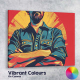 Confident Tradesman Folded Arms Graphic Pop Art Portrait Canvas Wall Art Print Decor Picture Ready to Hang