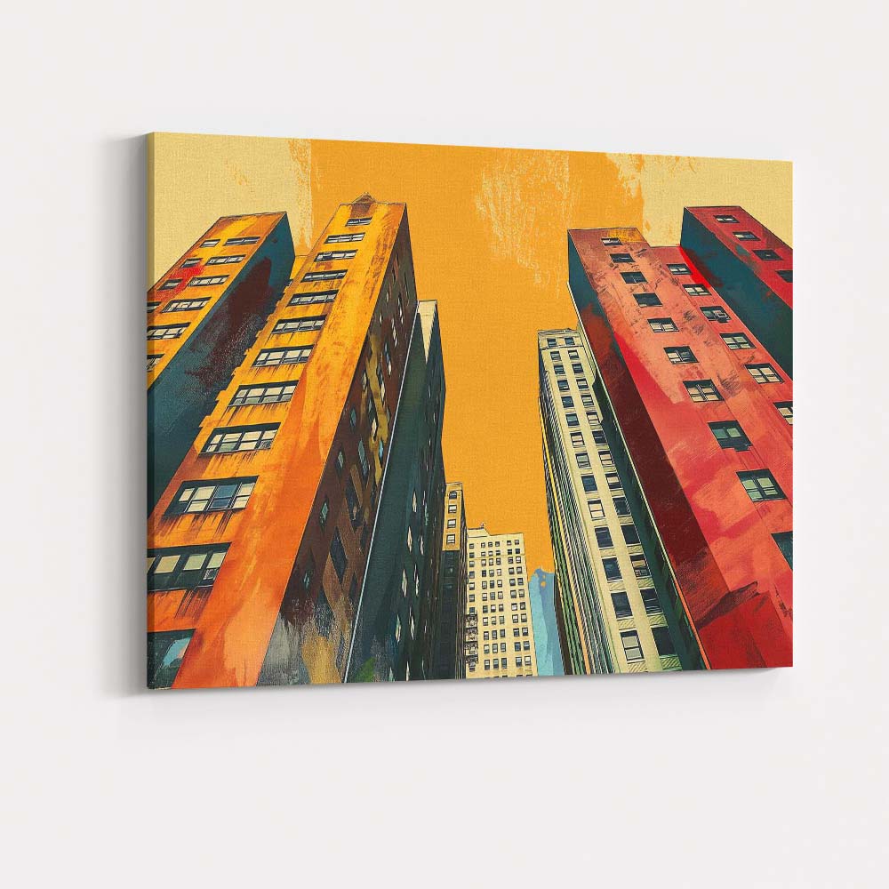 Urban High Rise Apartment Buildings Contemporary Cityscape Canvas Wall Art Print Decor Picture Ready to Hang