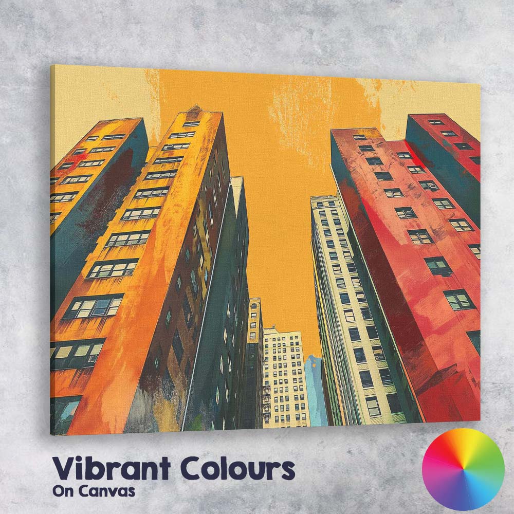 Urban High Rise Apartment Buildings Contemporary Cityscape Canvas Wall Art Print Decor Picture Ready to Hang