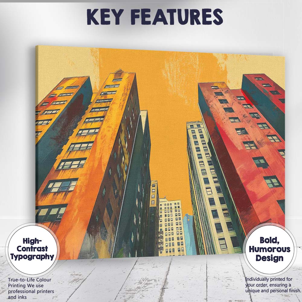 Urban High Rise Apartment Buildings Contemporary Cityscape Canvas Wall Art Print Decor Picture Ready to Hang