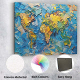 Textured World Map Impasto Oil Paint Abstract Artwork Canvas Wall Art Print Decor Picture Ready to Hang