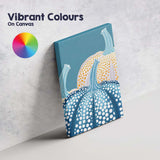 Blue and White Polka Dot Pumpkin Autumn Harvest Illustration Canvas Wall Art Print Decor Picture Ready to Hang