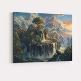 Majestic Mountain Waterfall Landscape Fantasy Nature Painting Canvas Wall Art Print Decor Picture Ready to Hang