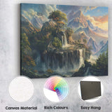 Majestic Mountain Waterfall Landscape Fantasy Nature Painting Canvas Wall Art Print Decor Picture Ready to Hang