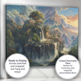 Majestic Mountain Waterfall Landscape Fantasy Nature Painting Canvas Wall Art Print Decor Picture Ready to Hang