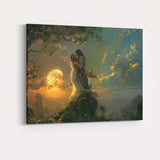 Celestial Lovers Embrace Dreamlike Sunset Fantasy Landscape Canvas Wall Art Print Decor Picture Ready to Hang