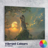 Celestial Lovers Embrace Dreamlike Sunset Fantasy Landscape Canvas Wall Art Print Decor Picture Ready to Hang