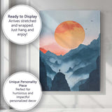 Misty Mountain Sunrise Minimalist Landscape Silhouette Canvas Wall Art Print Decor Picture Ready to Hang