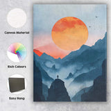 Misty Mountain Sunrise Minimalist Landscape Silhouette Canvas Wall Art Print Decor Picture Ready to Hang