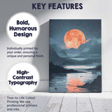 Coral Full Moon Tranquil Lake Night Landscape Canvas Wall Art Print Decor Picture Ready to Hang