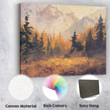 Golden Autumn Forest Mountain Landscape Misty Sunrise Canvas Wall Art Print Decor Picture Ready to Hang