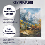 Snow Capped Mountain Cabin Rustic Countryside Landscape Canvas Wall Art Print Decor Picture Ready to Hang