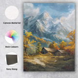 Snow Capped Mountain Cabin Rustic Countryside Landscape Canvas Wall Art Print Decor Picture Ready to Hang