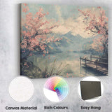 Blossom Tree Mountain Lake Spring Landscape Japanese Inspired Canvas Wall Art Print Decor Picture Ready to Hang