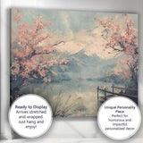Blossom Tree Mountain Lake Spring Landscape Japanese Inspired Canvas Wall Art Print Decor Picture Ready to Hang