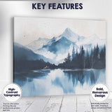 Blue Watercolour Snowy Mountain Lake Forest Reflection Landscape Canvas Wall Art Print Decor Picture Ready to Hang