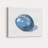 Blue American Football Sports Ball Illustration Canvas Wall Art Print Decor Picture Ready to Hang