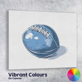 Blue American Football Sports Ball Illustration Canvas Wall Art Print Decor Picture Ready to Hang