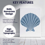 Minimalist Light Blue Scallop Seashell Coastal Illustration Canvas Wall Art Print Decor Picture Ready to Hang