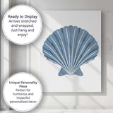 Minimalist Light Blue Scallop Seashell Coastal Illustration Canvas Wall Art Print Decor Picture Ready to Hang