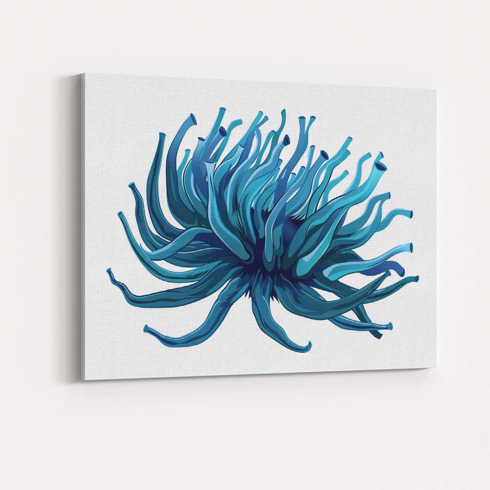 Abstract Blue Sea Anemone Ocean Marine Illustration Canvas Wall Art Print Decor Picture Ready to Hang