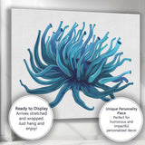 Abstract Blue Sea Anemone Ocean Marine Illustration Canvas Wall Art Print Decor Picture Ready to Hang