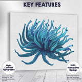 Abstract Blue Sea Anemone Ocean Marine Illustration Canvas Wall Art Print Decor Picture Ready to Hang