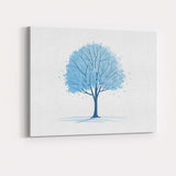 Soft Blue Leafy Tree Nature Watercolour Illustration Canvas Wall Art Print Decor Picture Ready to Hang