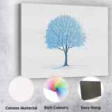 Soft Blue Leafy Tree Nature Watercolour Illustration Canvas Wall Art Print Decor Picture Ready to Hang