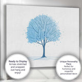 Soft Blue Leafy Tree Nature Watercolour Illustration Canvas Wall Art Print Decor Picture Ready to Hang