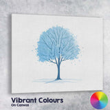 Soft Blue Leafy Tree Nature Watercolour Illustration Canvas Wall Art Print Decor Picture Ready to Hang