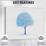 Soft Blue Leafy Tree Nature Watercolour Illustration Canvas Wall Art Print Decor Picture Ready to Hang