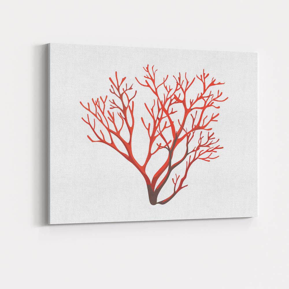 Vibrant Red Coral Reef Marine Botanical Illustration Canvas Wall Art Print Decor Picture Ready to Hang