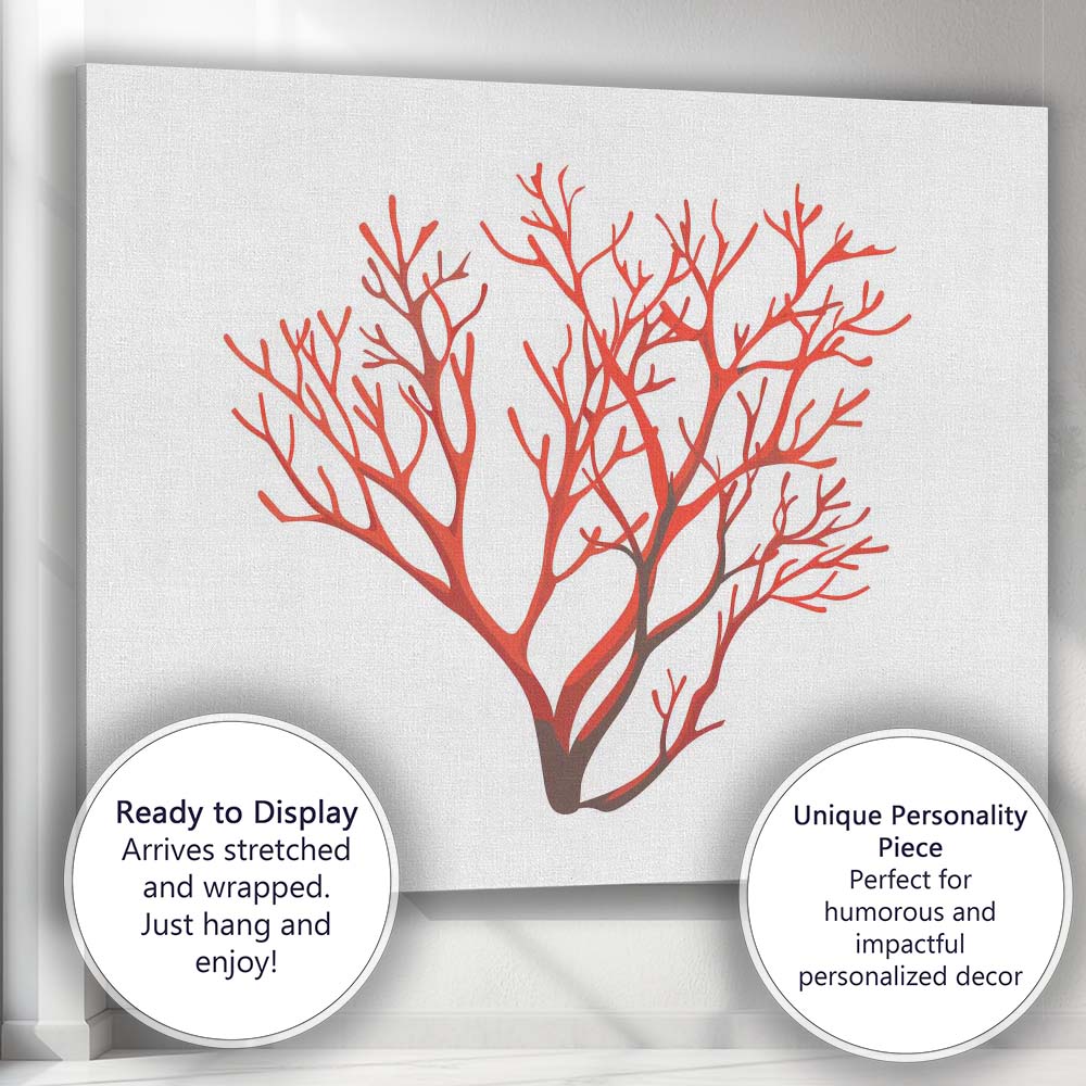 Vibrant Red Coral Reef Marine Botanical Illustration Canvas Wall Art Print Decor Picture Ready to Hang