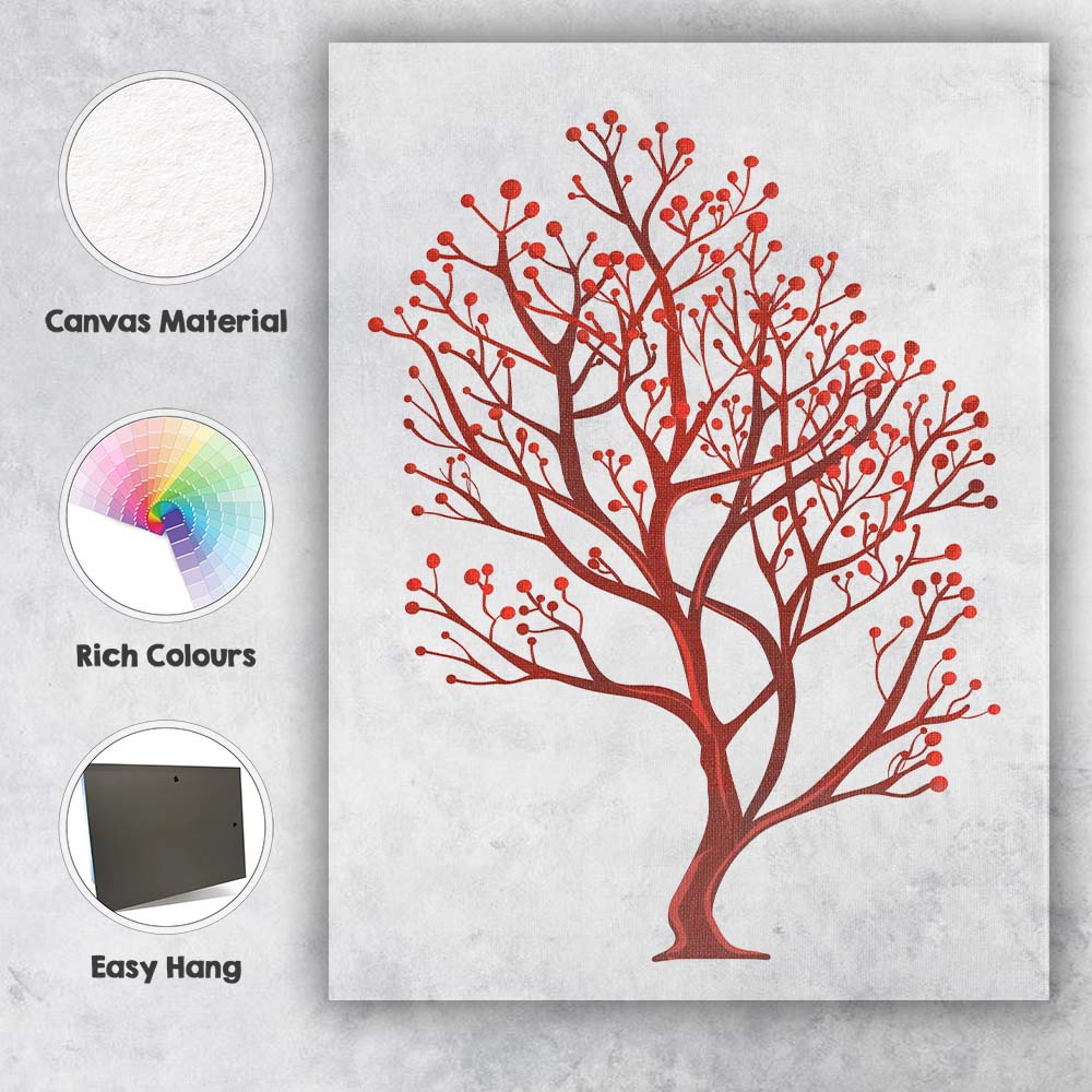 Elegant Red Coral Branch Ocean Botanical Illustration Canvas Wall Art Print Decor Picture Ready to Hang
