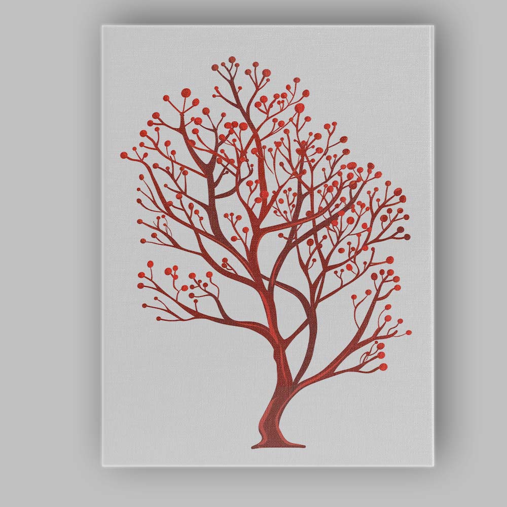 Elegant Red Coral Branch Ocean Botanical Illustration Canvas Wall Art Print Decor Picture Ready to Hang